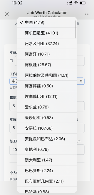 工作性价比计算器