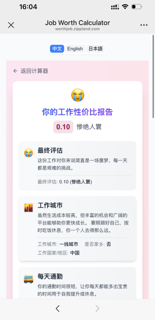 工作性价比计算器