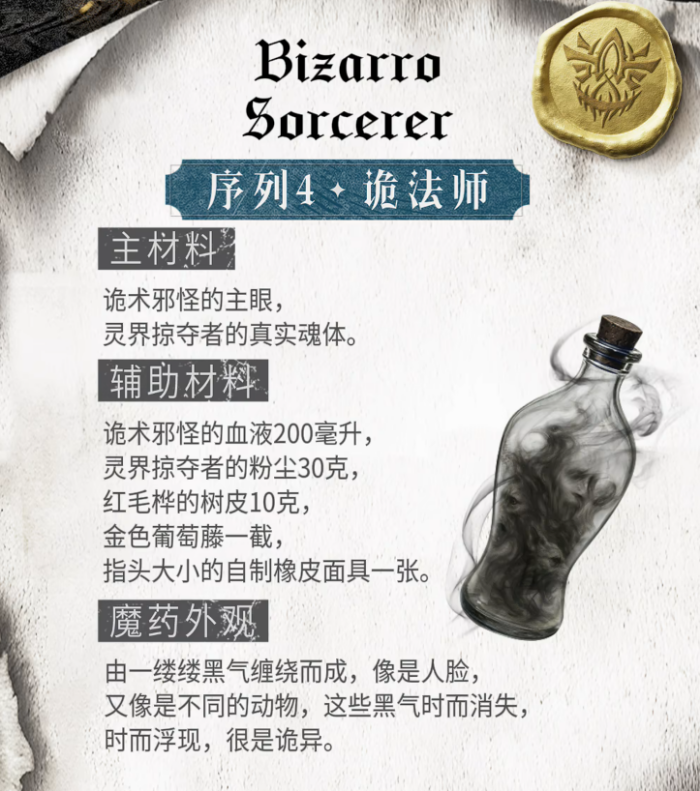 诡秘之主占卜家魔药怎么配制 魔药配方大全